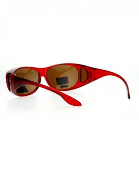 Oversized Womens Polarized Fit Over Glasses Rhinestone Sunglasses Oval Rectangular - Red (Brown) - CO1889Z63DG $11.00