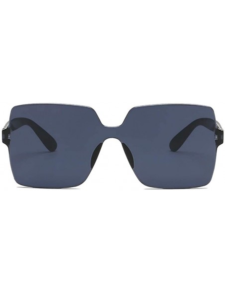 Rimless Heart Shaped Rimless Sunglasses Transparent Candy Color Frameless Resin Lens Glasses for Men and Women - Black - CX19...