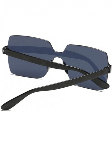 Rimless Heart Shaped Rimless Sunglasses Transparent Candy Color Frameless Resin Lens Glasses for Men and Women - Black - CX19...