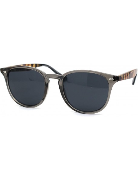 Round Womens Thin Plastic Round Horn Rim Designer Sunglasses - Slate Brown Tortoise Black - CS193MOA6O4 $23.35