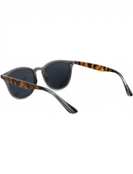 Round Womens Thin Plastic Round Horn Rim Designer Sunglasses - Slate Brown Tortoise Black - CS193MOA6O4 $9.13