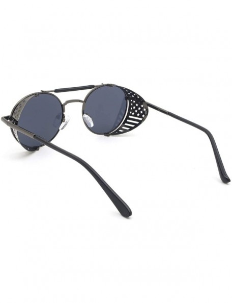 Wayfarer Steampunk Style Round Vintage Polarized Sunglasses Retro Eyewear UV400 Protection Matel Frame - CE199AS9XQK $15.05