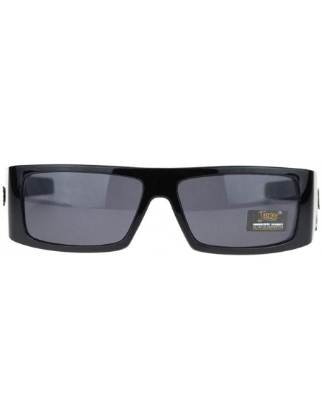 Rectangular Hard Core Cholo Gangster Square Rectangular Mad Dog Sunglasses - Black - CD11YMX8YJR $10.71