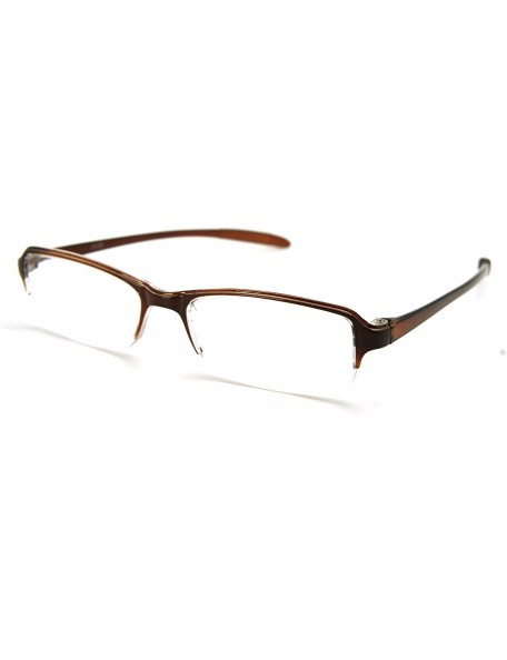 Rimless Super Lightweight Reading Glasses Free Pouch HalfRim - Brown Crystal Transparent - CR187S53O70 $32.61