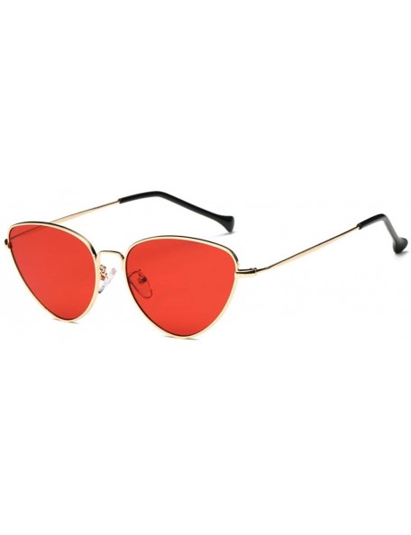 Cat Eye Sunglasses for Women Men-Metal Cat Eye Sunglasses Outdoor Casual Glasses - Red - CP18ESGUUZN $9.68