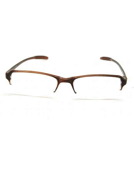 Rimless Super Lightweight Reading Glasses Free Pouch HalfRim - Brown Crystal Transparent - CR187S53O70 $15.25