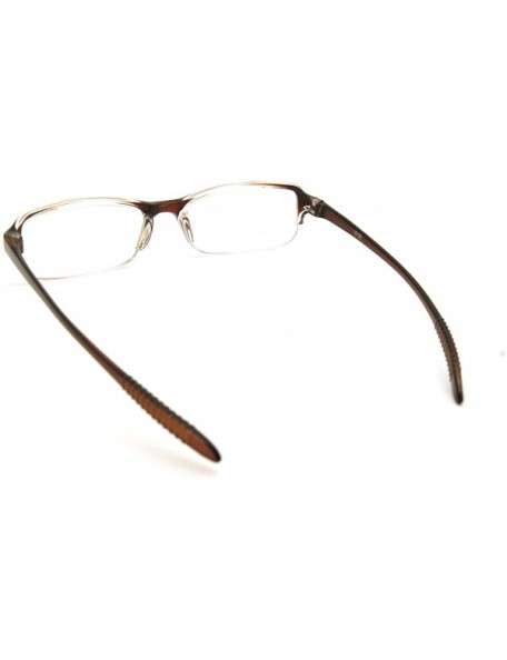 Rimless Super Lightweight Reading Glasses Free Pouch HalfRim - Brown Crystal Transparent - CR187S53O70 $15.25