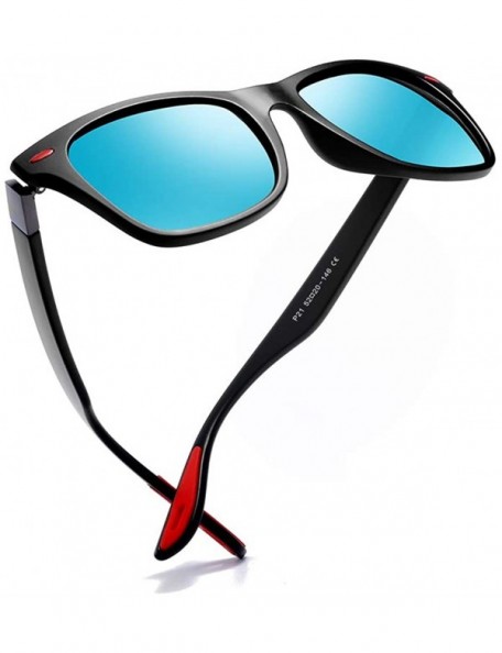 Round Men's Polarized Sunglasses Driving Square Frame Brand Designer Classic K0622 - Matteblack&blue - CF18SSAAEW8 $12.45