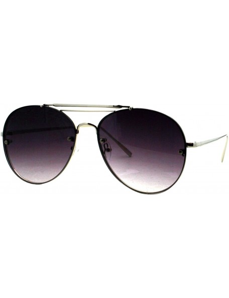 Round Round Aviator Sunglasses Unisex Trendy Rims Behind Lens Shades UV 400 - Silver (Smoke) - CX18933D4QA $13.40