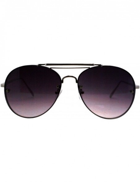 Round Round Aviator Sunglasses Unisex Trendy Rims Behind Lens Shades UV 400 - Silver (Smoke) - CX18933D4QA $13.40