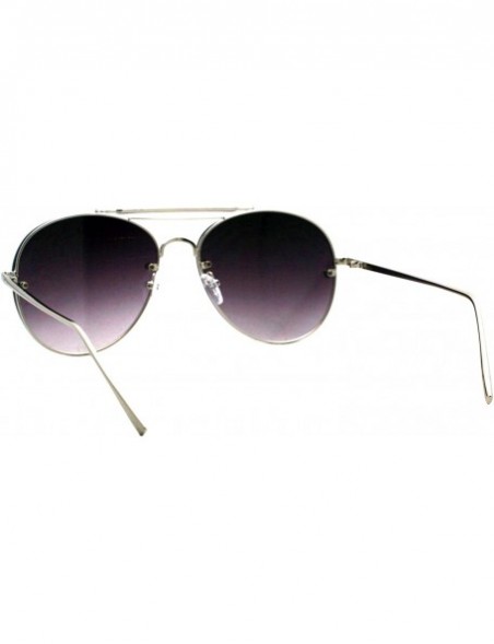 Round Round Aviator Sunglasses Unisex Trendy Rims Behind Lens Shades UV 400 - Silver (Smoke) - CX18933D4QA $13.40
